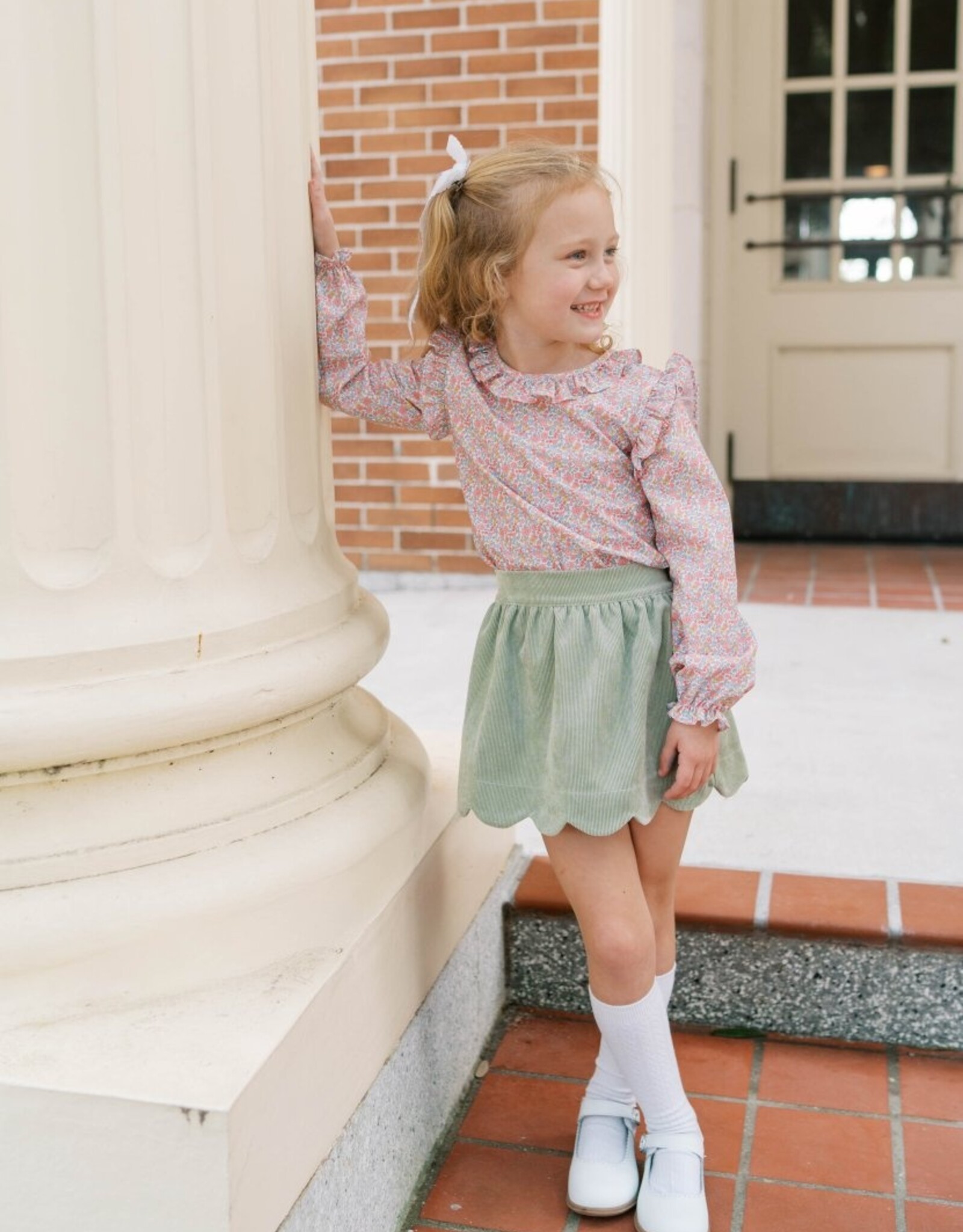 Lullaby Set Susie Scallop Skirt Sawgrass Green Corduroy