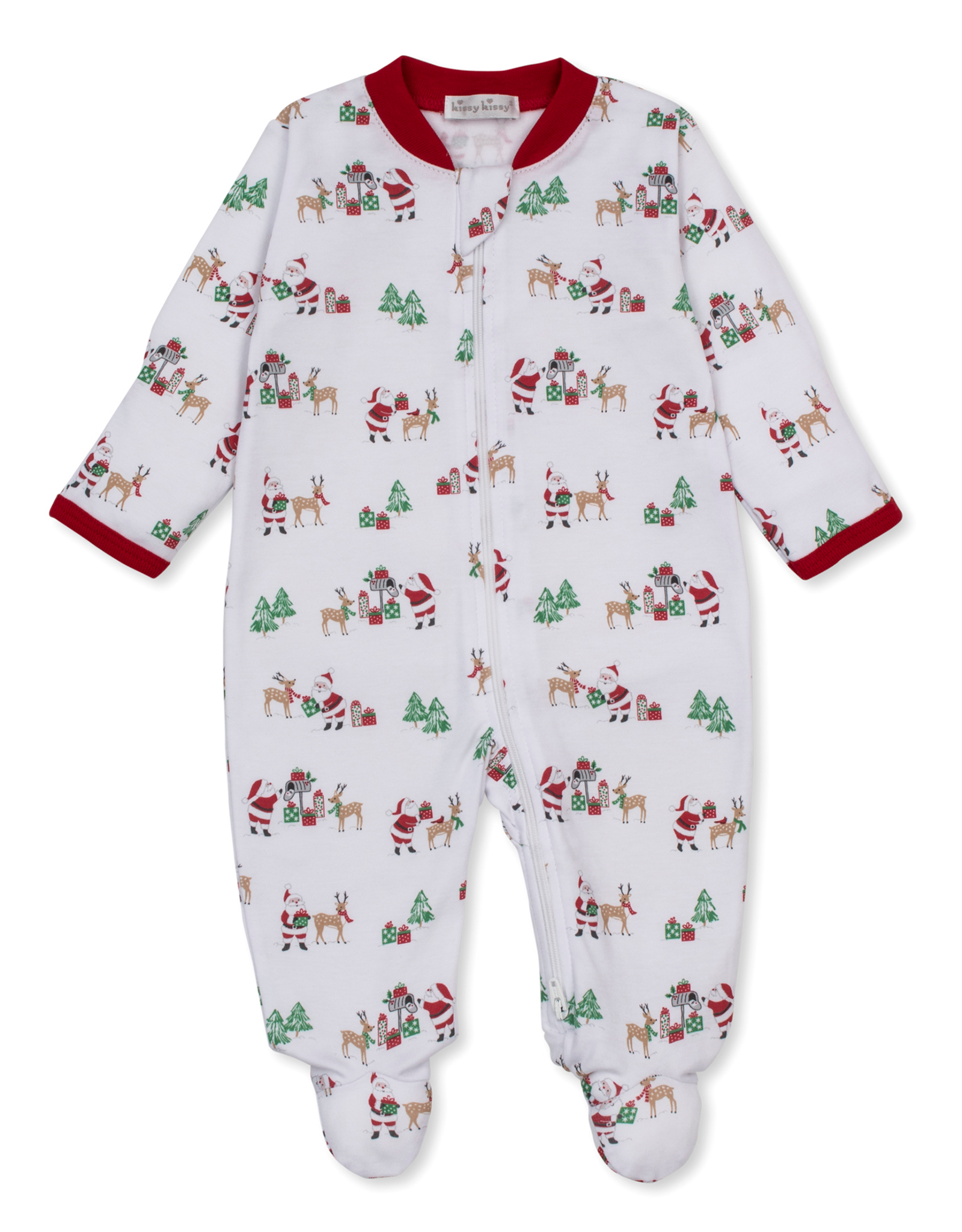 Kissy Kissy North Pole Reindeer Zip Footie