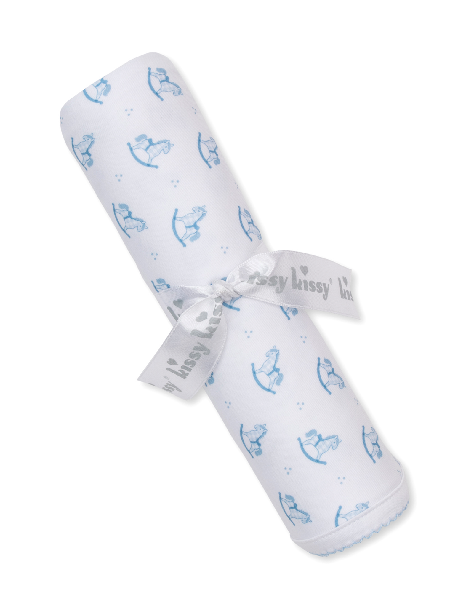 Kissy Kissy Gingham Rockers Blanket BLUE