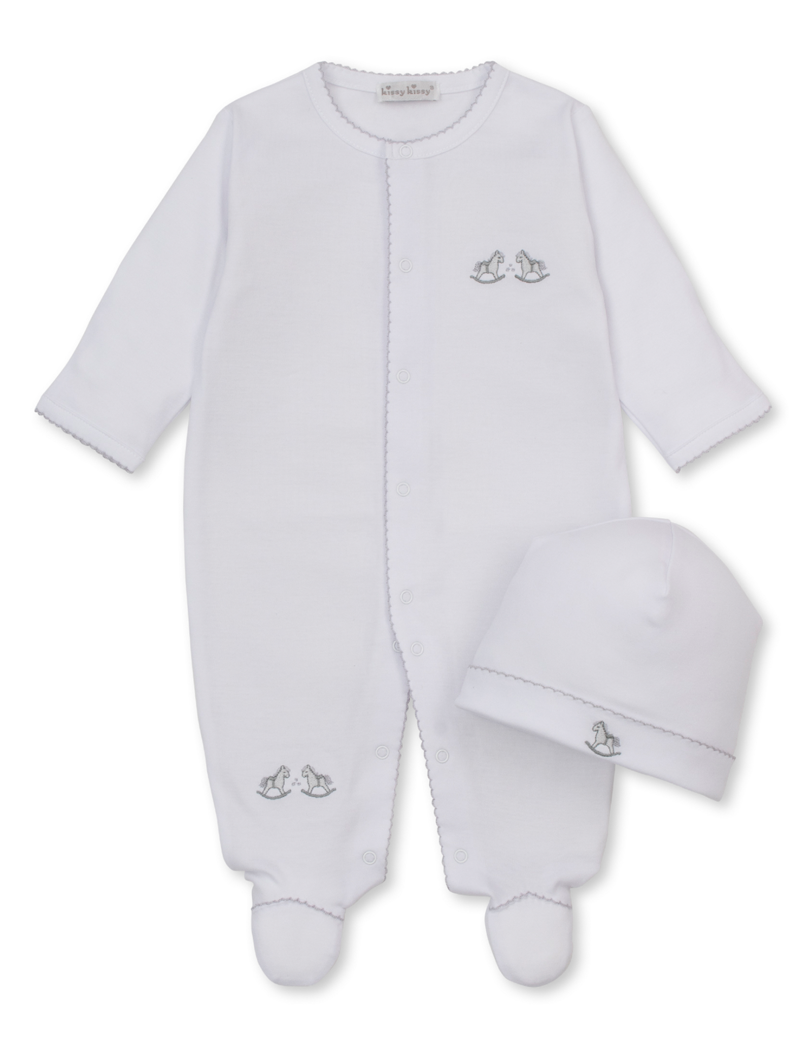 Kissy Kissy Gingham Rockers Footie Hat Set SILVER