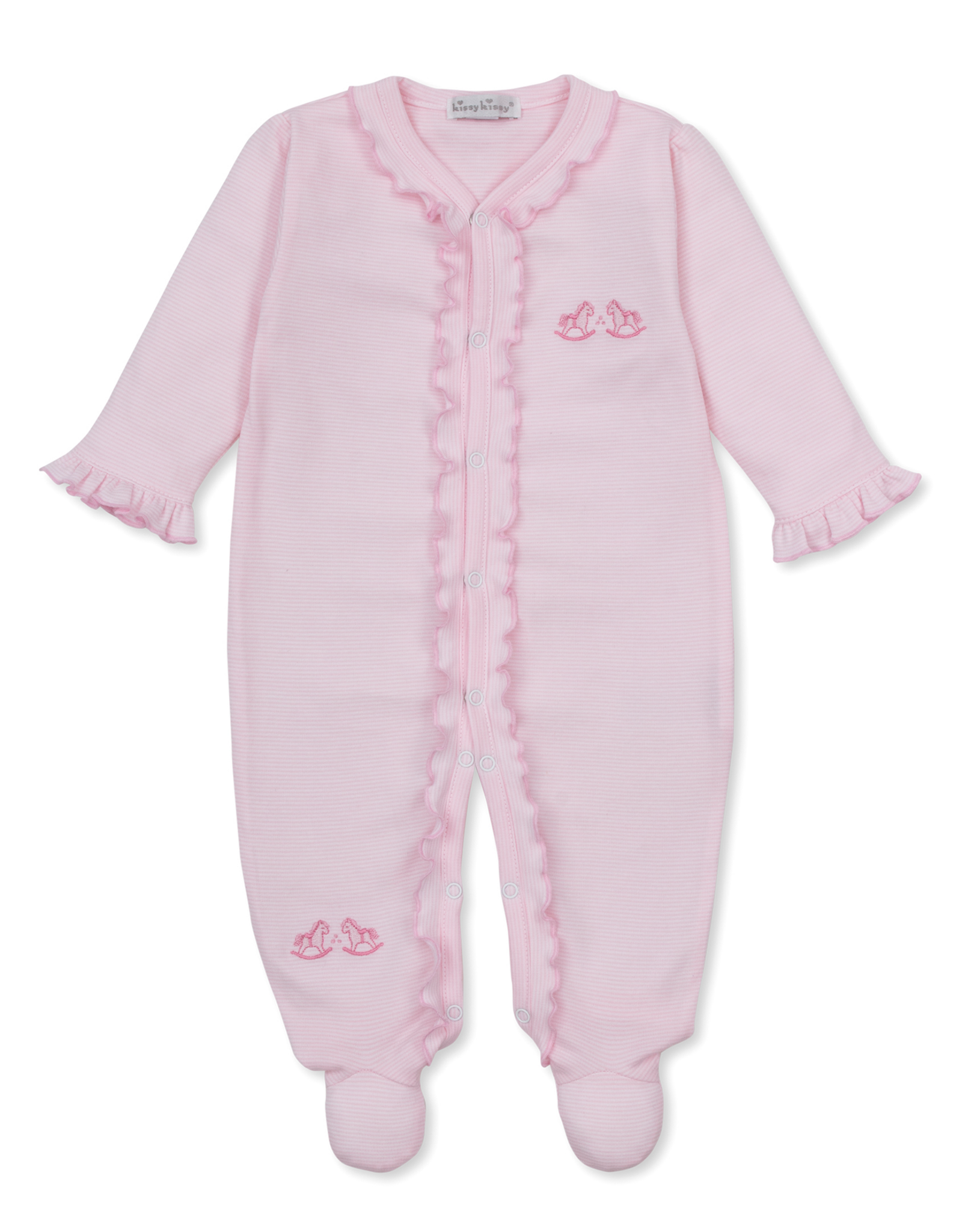Kissy Kissy Gingham Rockers Stripe Footie PINK