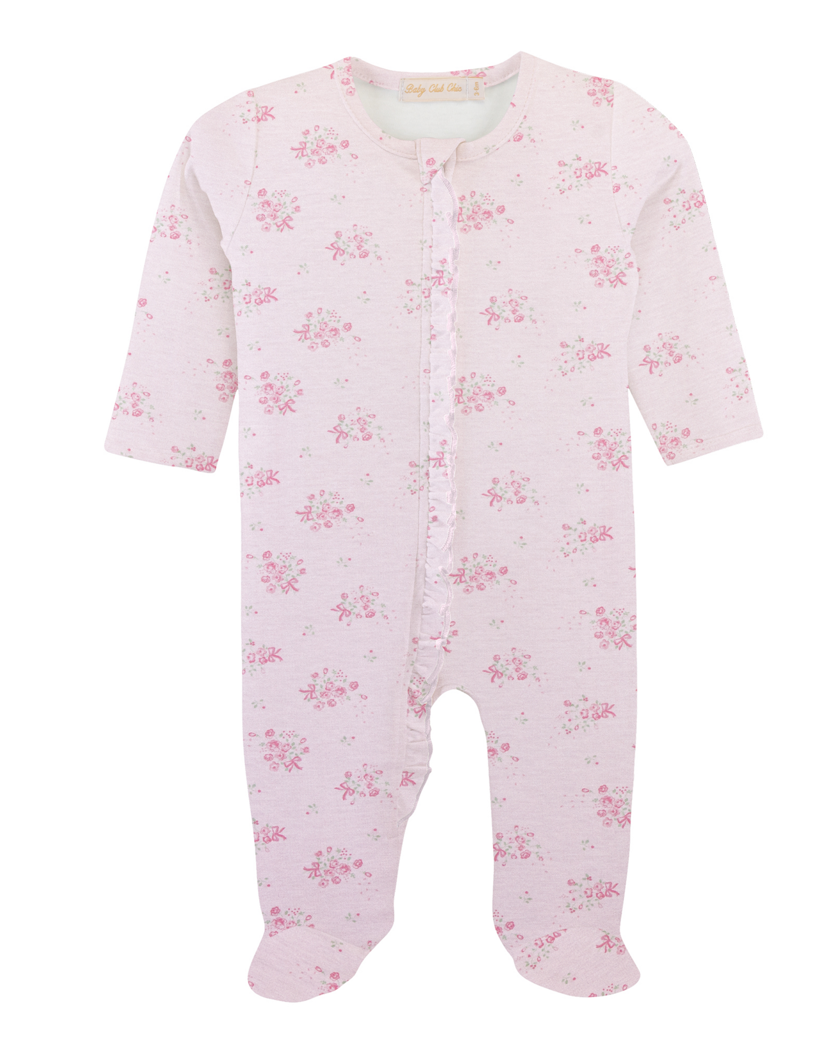 Baby Club Chic BCCF26 Tiny Bunch of Roses Ruffle Zipped Footie