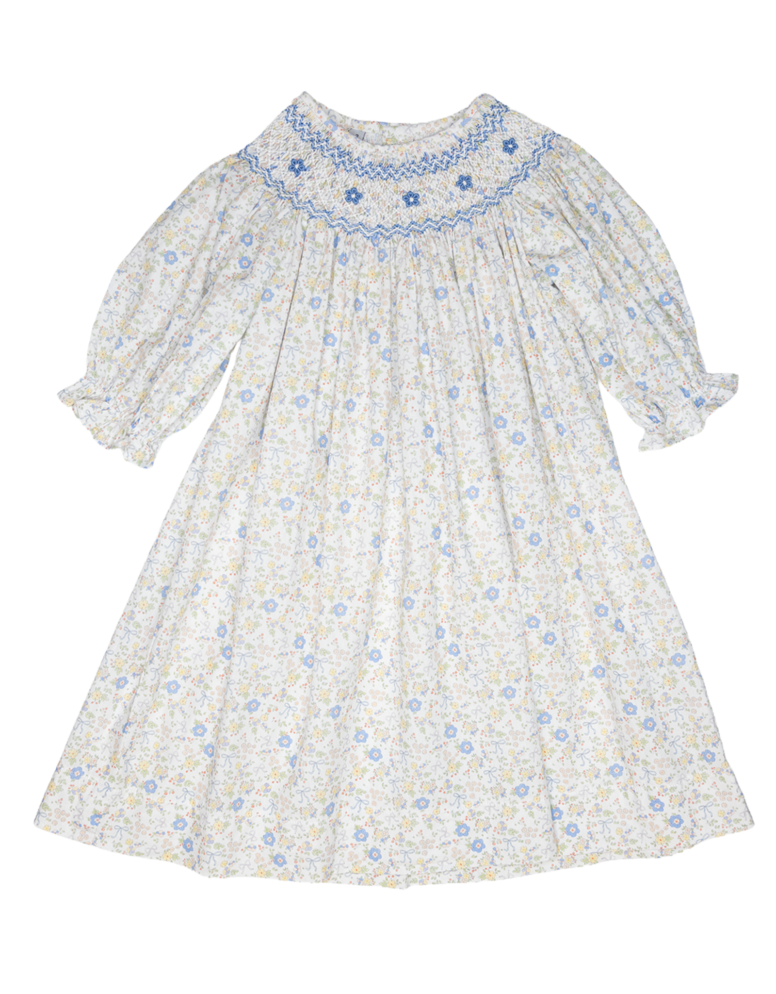 Sweet Dreams NHC209 Ashley Blue/Yellow Floral Smocked Dress