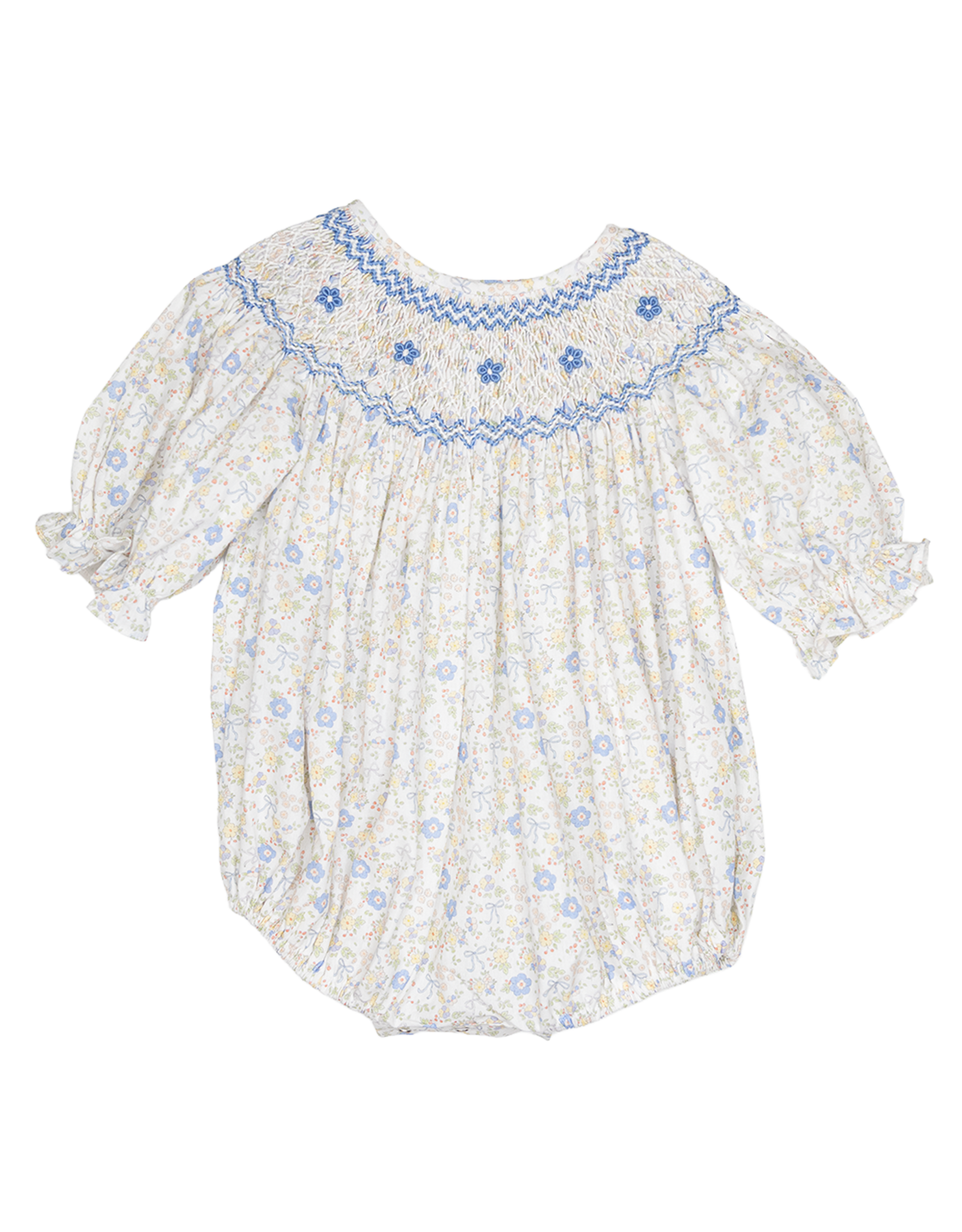 Sweet Dreams NHC208 Ashley Blue/Yellow Floral Smocked Bubble