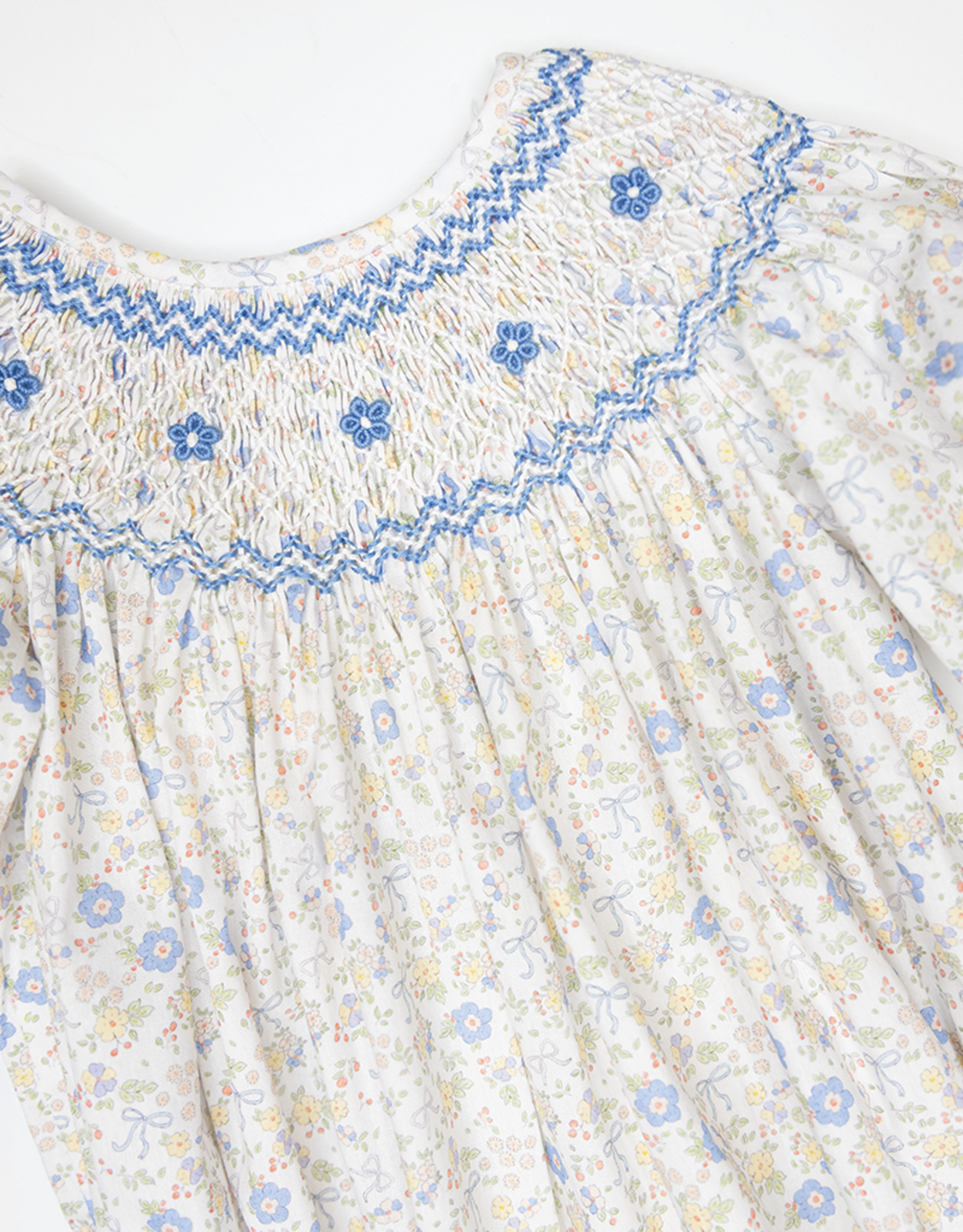 Sweet Dreams NHC208 Ashley Blue/Yellow Floral Smocked Bubble
