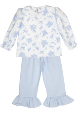 Sweet Dreams TT1502 Evie White/Blue Floral Bow Pant Set