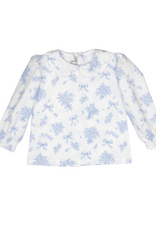 Sweet Dreams TT1502 Evie White/Blue Floral Bow Pant Set