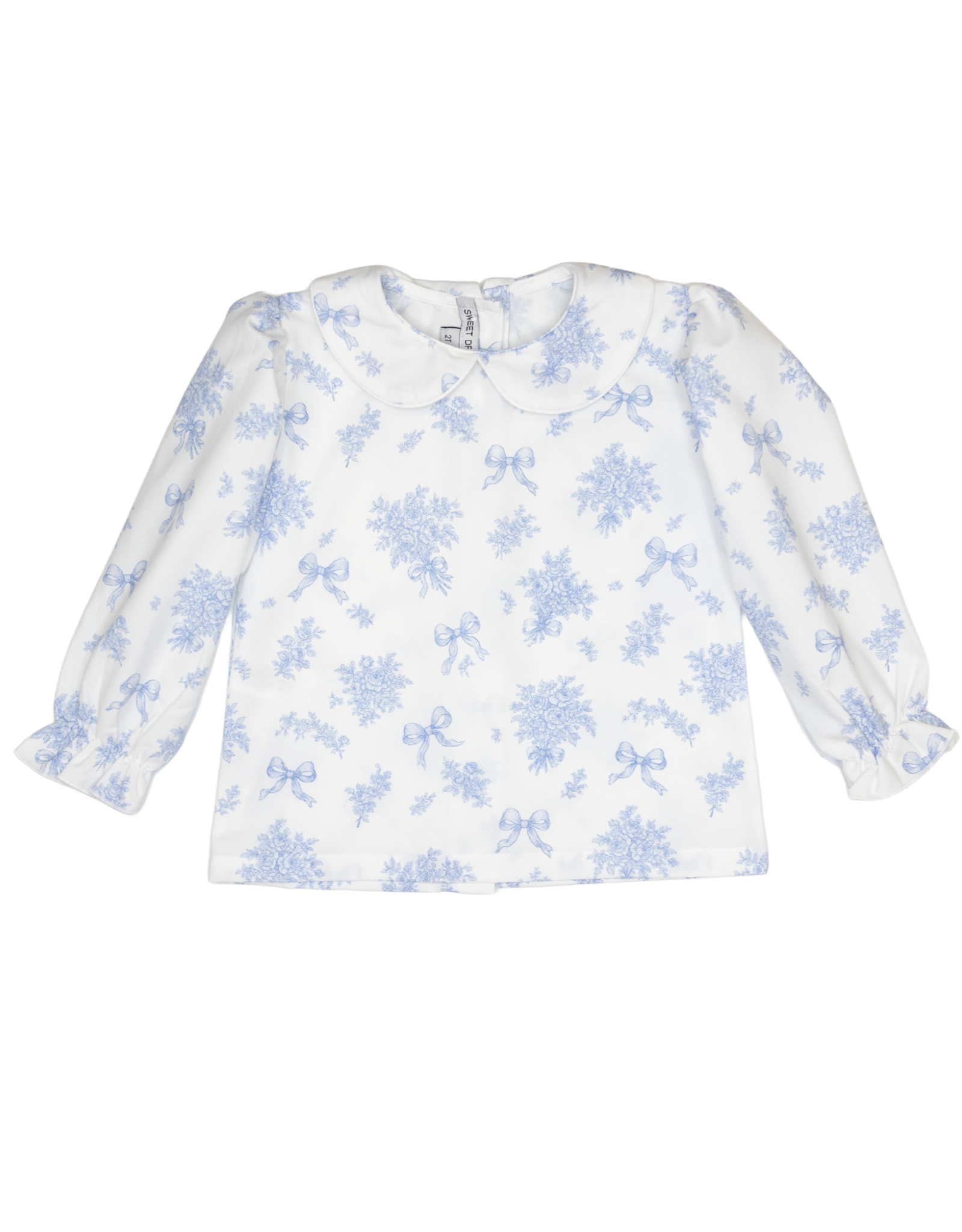 Sweet Dreams TT1502 Evie White/Blue Floral Bow Pant Set