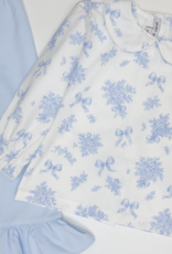 Sweet Dreams TT1502 Evie White/Blue Floral Bow Pant Set