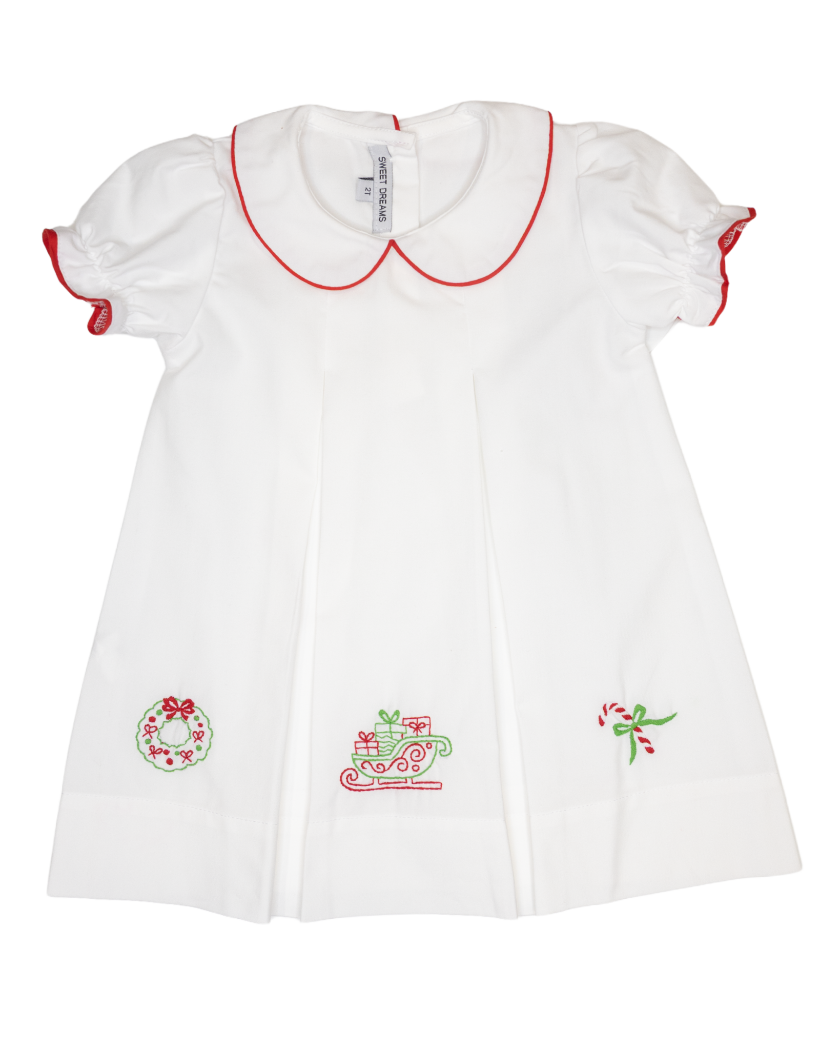 Sweet Dreams TT1480 Christmas White Pleated Dress