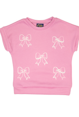 Emma Jean 1084 Pink Bow Embroidered Sweater