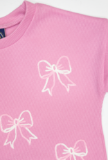 Emma Jean 1084 Pink Bow Embroidered Sweater