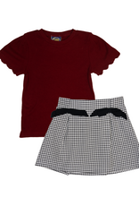 Emma Jean 1027 Brooklyn Skirt Set Burgundy/Black