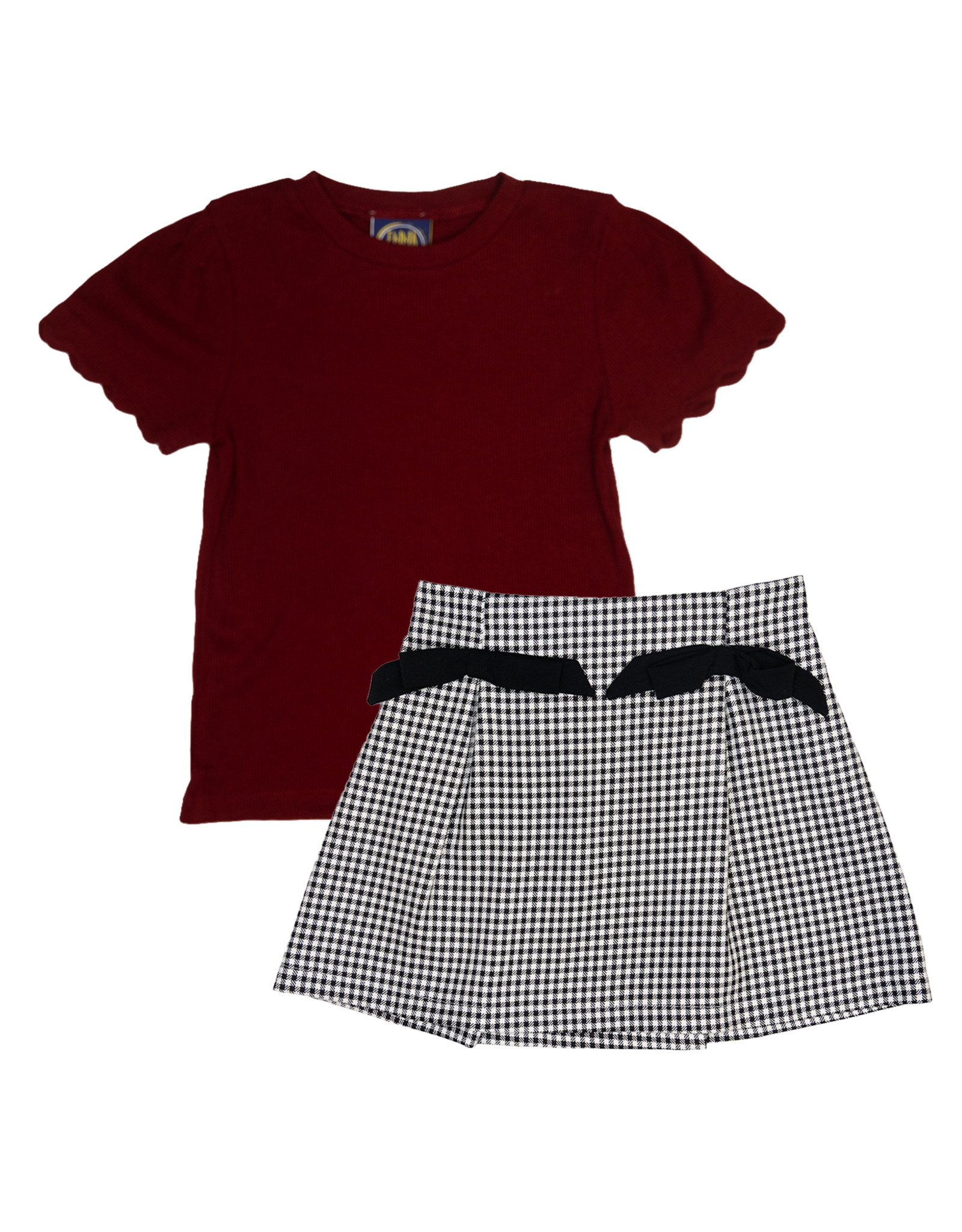 Emma Jean 1027 Brooklyn Skirt Set Burgundy/Black