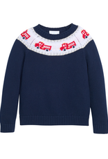 Little English LEF26 Fair Isle Sweater Firetrucks