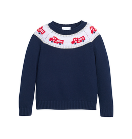Little English Fair Isle Sweater Firetrucks