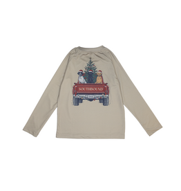 South Bound Long Sleeve Performance Tee Christmas Dog Truck