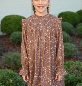 Pleat Lottie Dress Brown Sugar Blooms