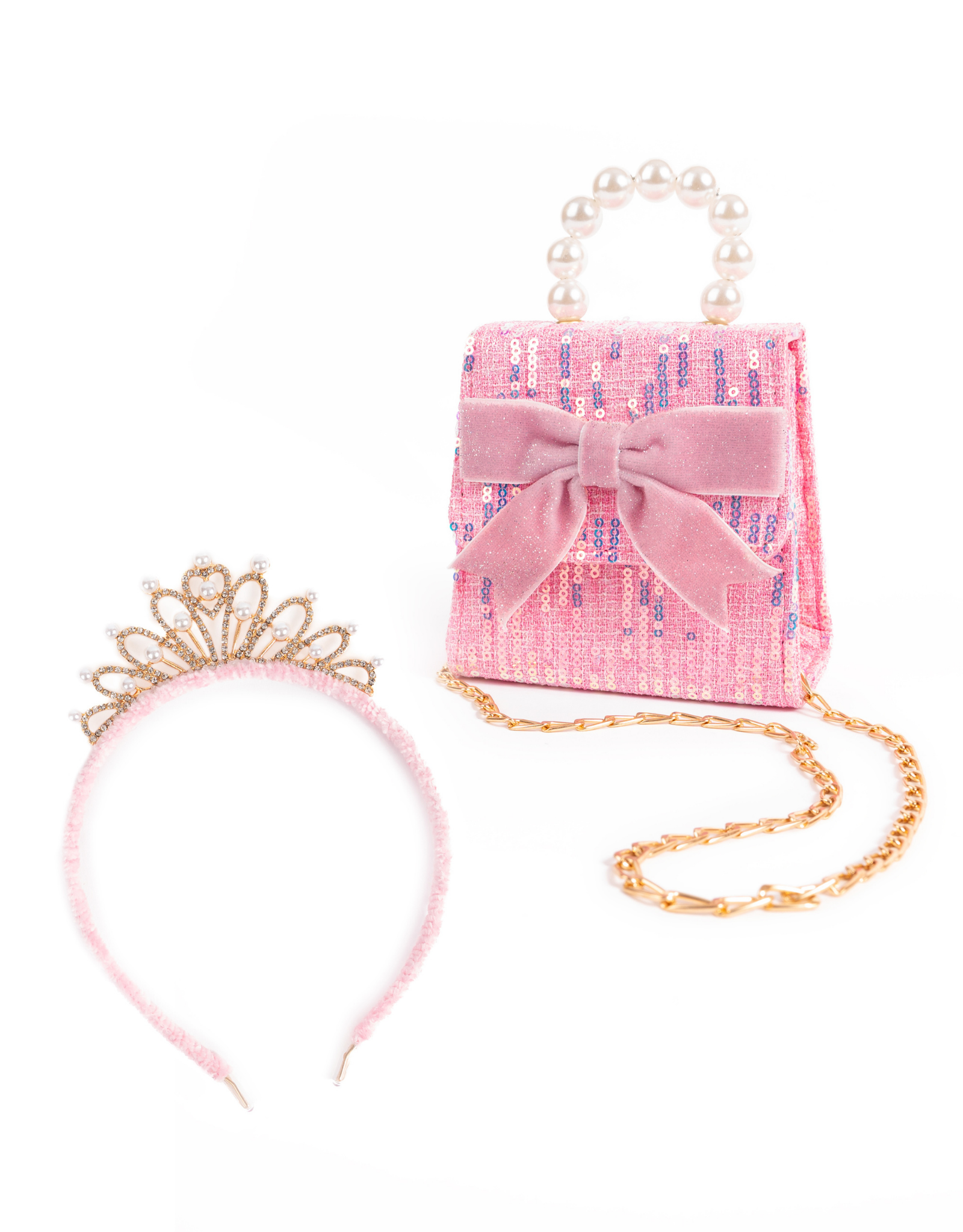 GreatPretenders 83349 Mademoiselle Purse Headband Set Pink