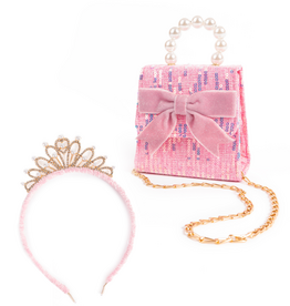 GreatPretenders Mademoiselle Purse Headband Set Pink