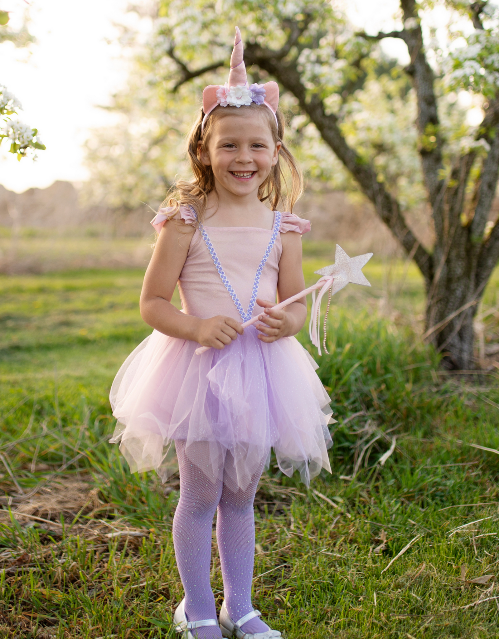 GreatPretenders 3013 Shimmer Unicorn Dress/Headband Pink