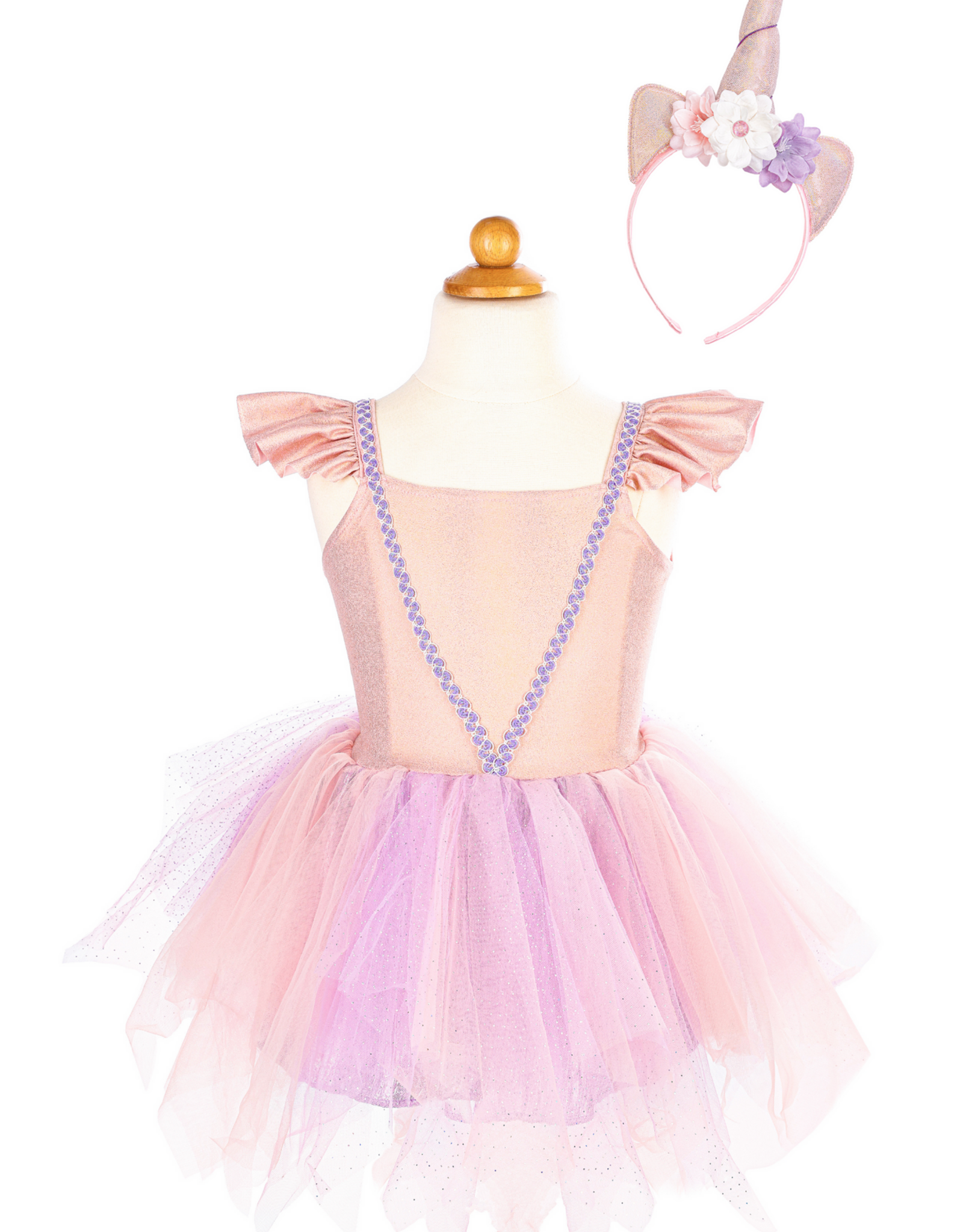 GreatPretenders 3013 Shimmer Unicorn Dress/Headband Pink