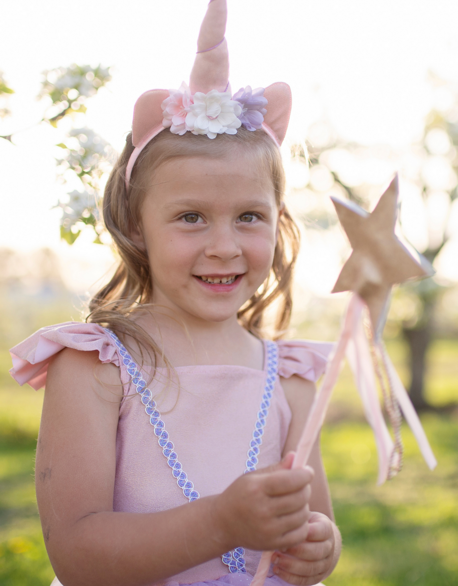 GreatPretenders 3013 Shimmer Unicorn Dress/Headband Pink