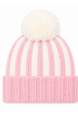 Bits & Bows BB Knit Hat Pink/White Stripe