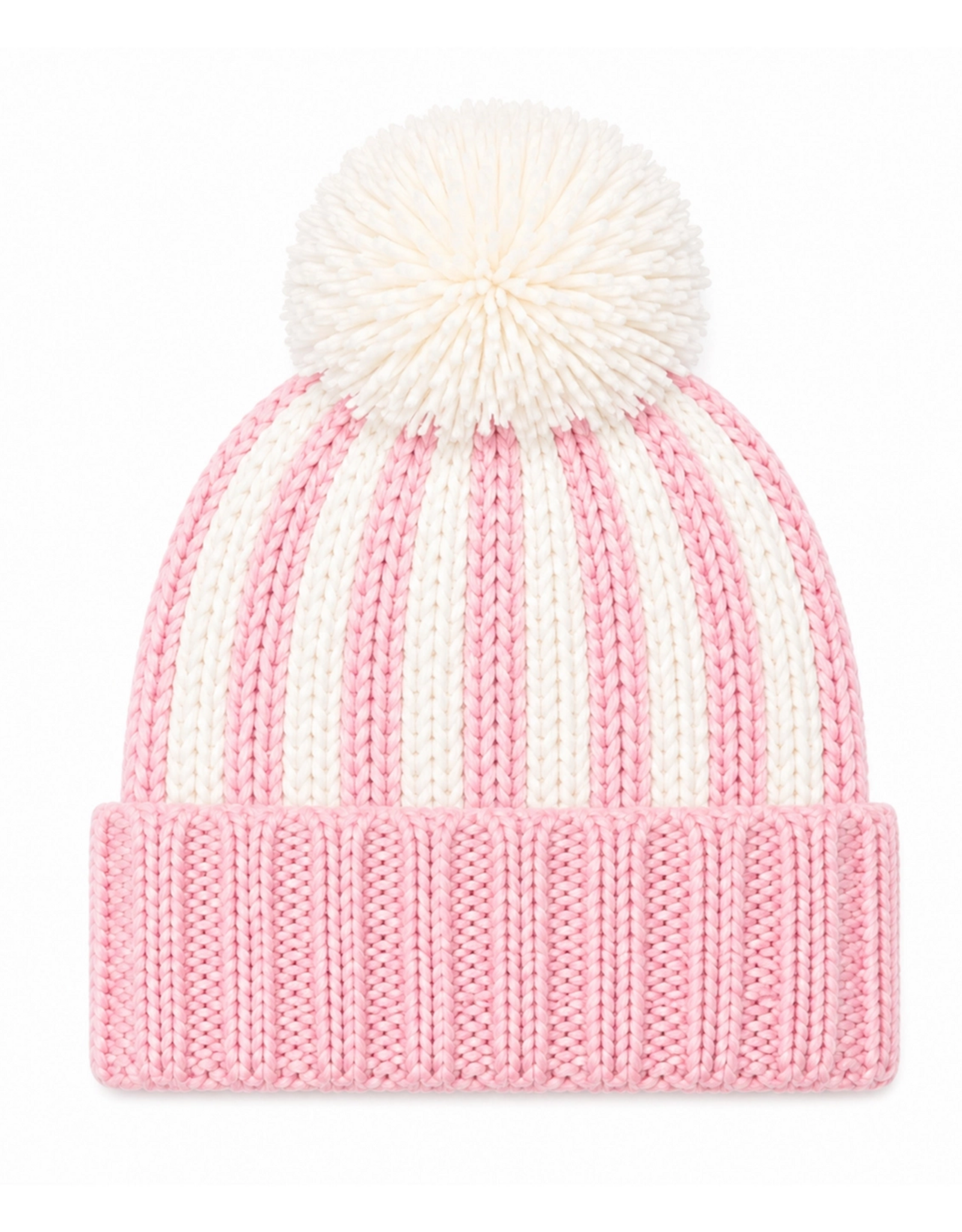 Bits & Bows BB Knit Hat Pink/White Stripe