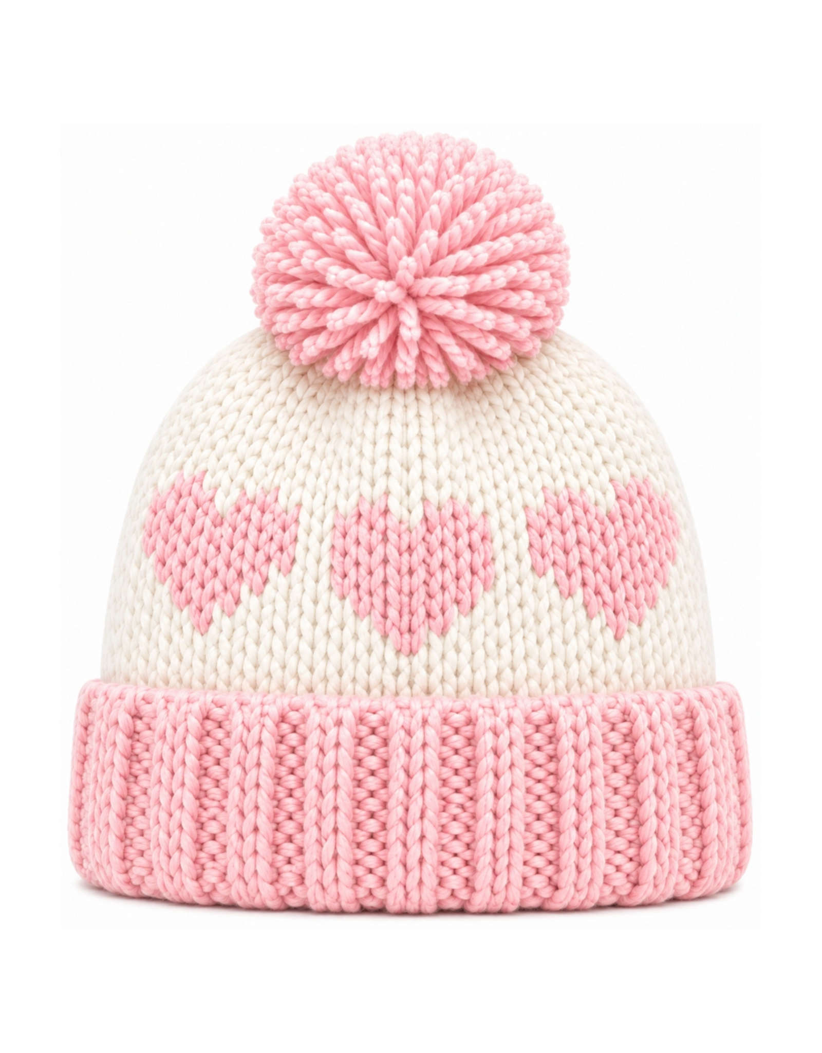 Bits & Bows BB Knit Hat Hearts Cream