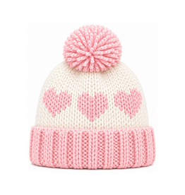 Bits & Bows Knit Hat Hearts Cream