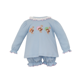 Claire and Charlie Turkey Applique Bloomer Set