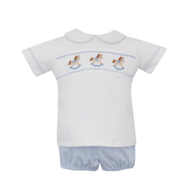 Petit Bebe Rocking Horse smocked Diaper Set