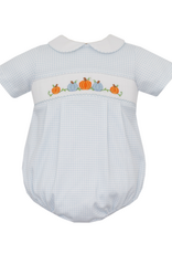 Petit Bebe 430BB Blue Gingham Knit Pumpkin Smocked BOY Bubble