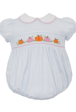 Petit Bebe 430F Blue Gingham Knit Pumpkin Smocked GIRL Bubble