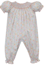 Petit Bebe 101F2 Pumpkin Floral Smocked Bishop Long Bubble