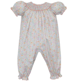 Petit Bebe Pumpkin Floral Smocked Bishop Long Bubble