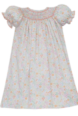 Petit Bebe 101A Pumpkin Floral Smocked Bishop Dress