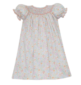 Petit Bebe Pumpkin Floral Smocked Bishop Dress