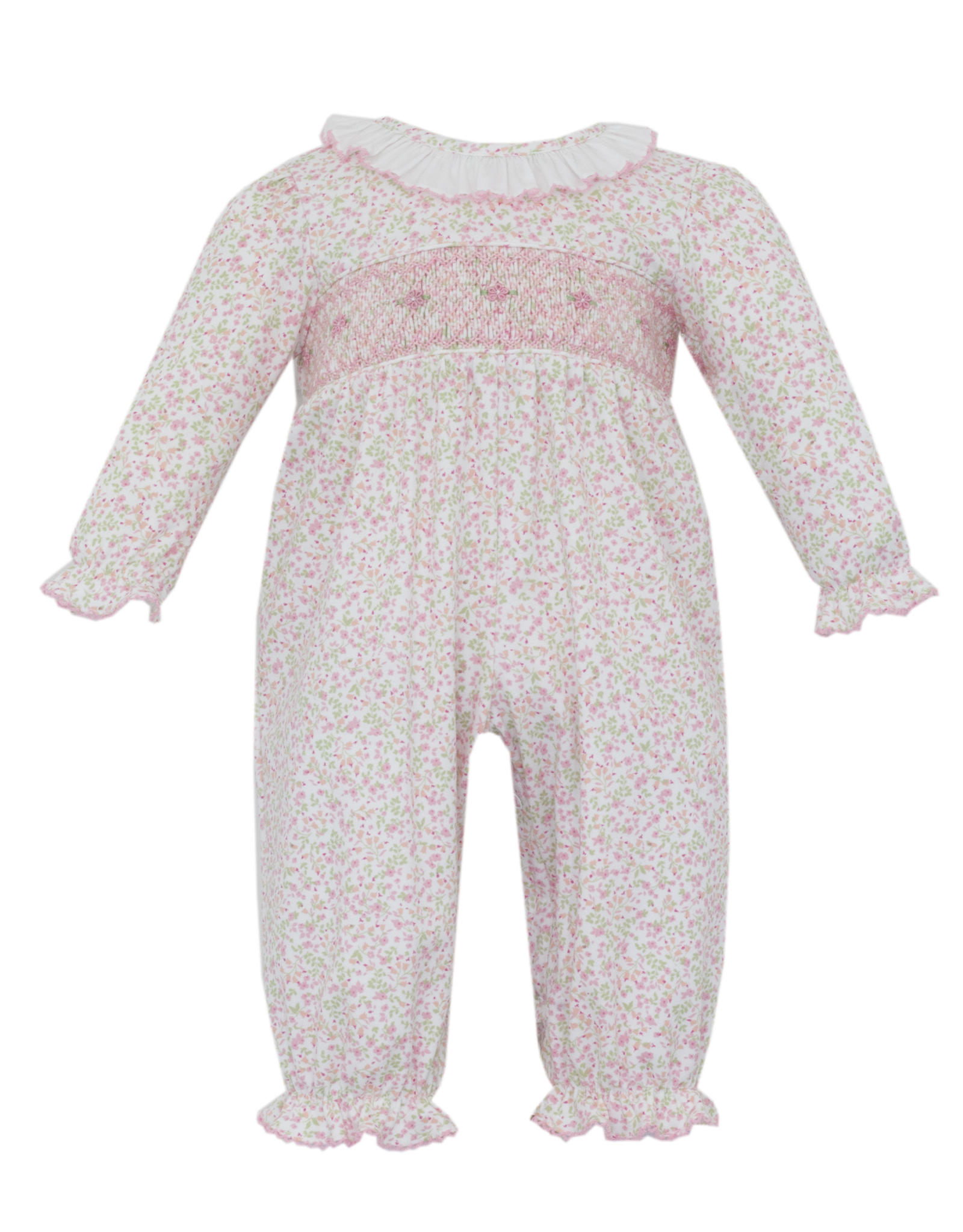 Petit Bebe 400G2 Harper Tiny Floral Knit Smocked Long Romper