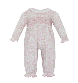Petit Bebe Harper Tiny Floral Knit Smocked Long Romper