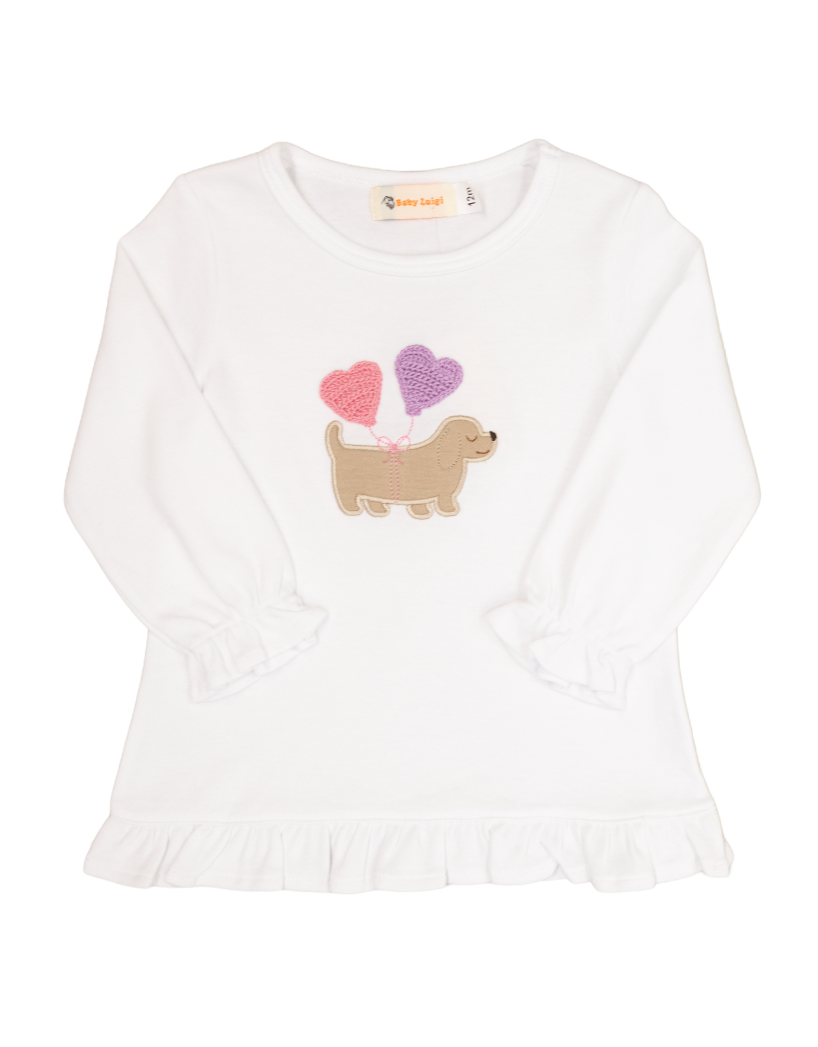 Luigi F26 Ruffle Shirt White Dachshund Balloons