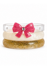 Lilies & Roses LR Bangle Pink Glitter Bows BR037G-3F