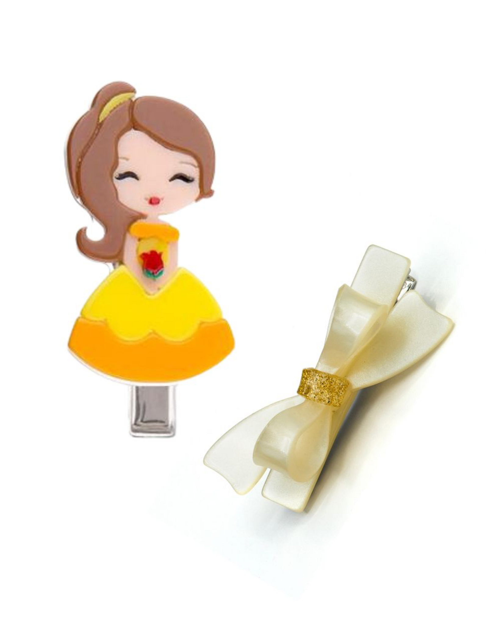 Lilies & Roses LR Alligator Clips Cute Doll Yellow Dress AC078-4-035-1E
