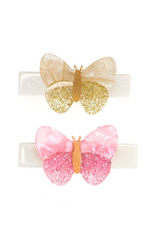 Lilies & Roses LR Alligator Clips Butterflies Gold Pink AC063A-3V