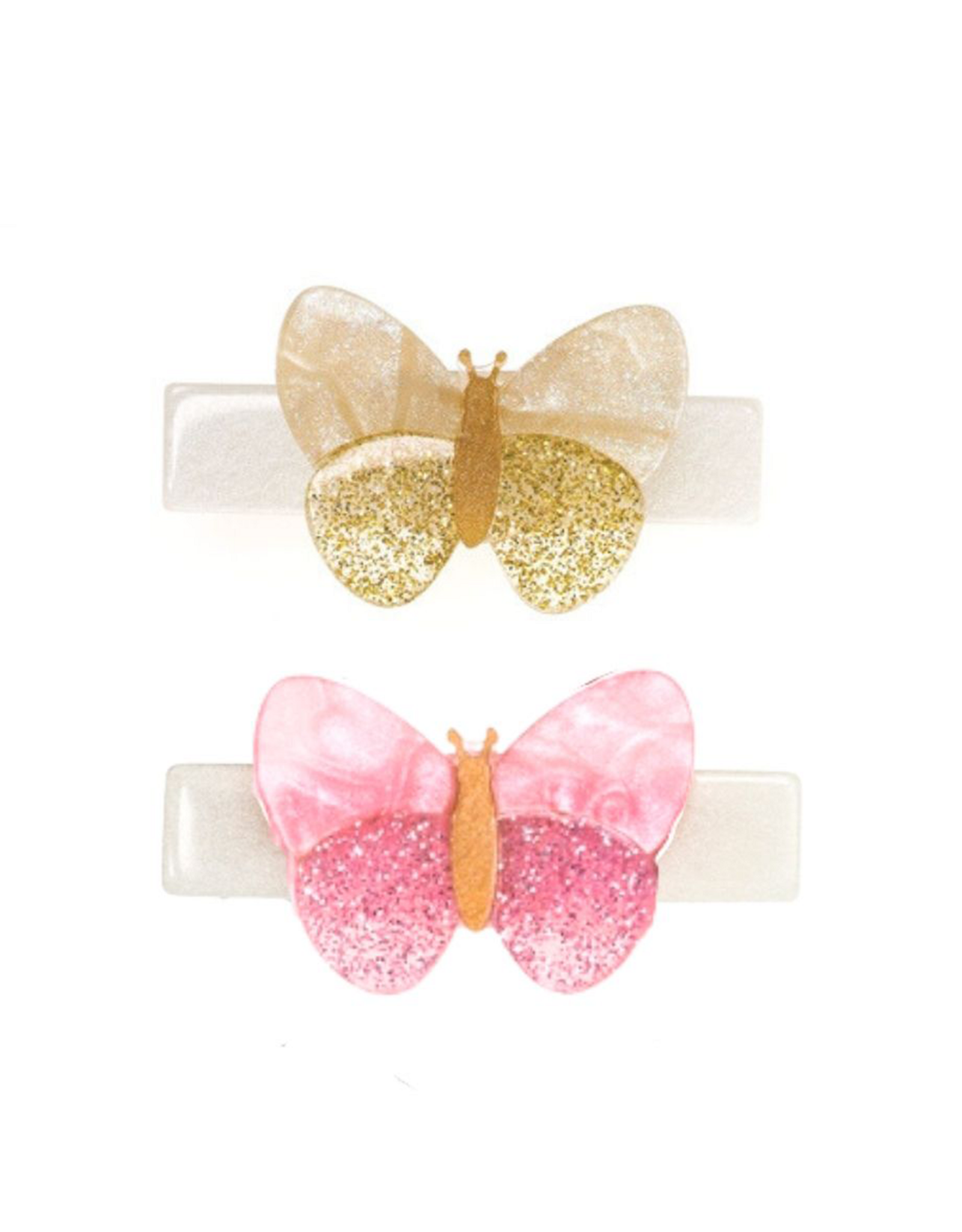 Lilies & Roses LR Alligator Clips Butterflies Gold Pink AC063A-3V