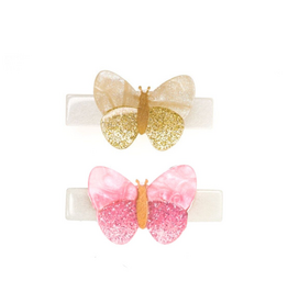 Lilies & Roses Alligator Clips Butterflies Gold Pink