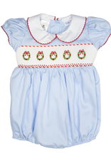 Lulu Bebe LBF26 Rosie Blue Wreath Smocked Bubble