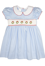 Lulu Bebe LBF26 Rose Blue Wreath Smocked Waist Dress