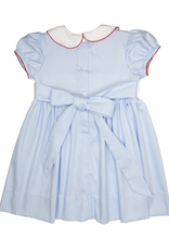 Lulu Bebe LBF26 Rose Blue Wreath Smocked Waist Dress